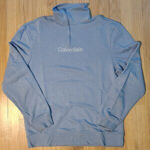 Calvin Klein Mens Blue French Terry Quarter Zip Medium Good Condition